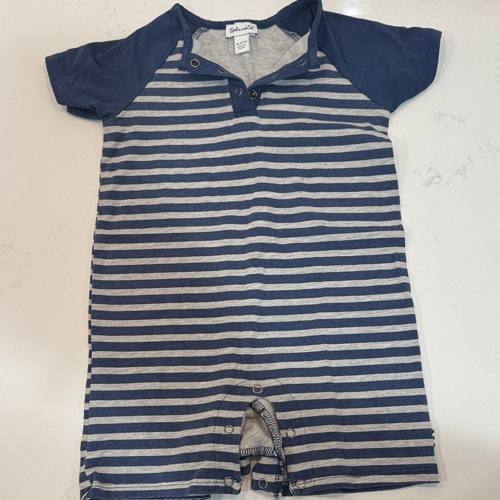 Splendid Navy and Gray Striped Romper